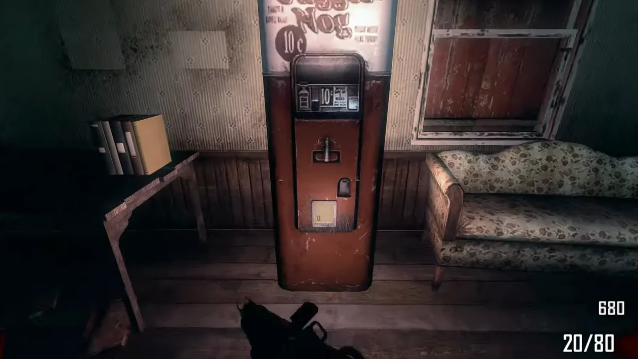 The Juggernog machine upstairs in the farmhouse, next to the sofa in Farm, Call of Duty Black Ops II Zombies