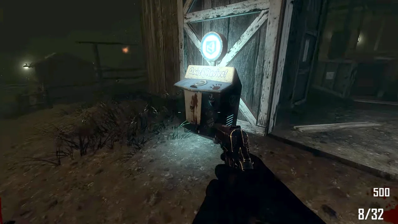 The Quick Revive machine outside the barn, by its left-hand entrance in Farm, Call of Duty Black Ops II Zombies