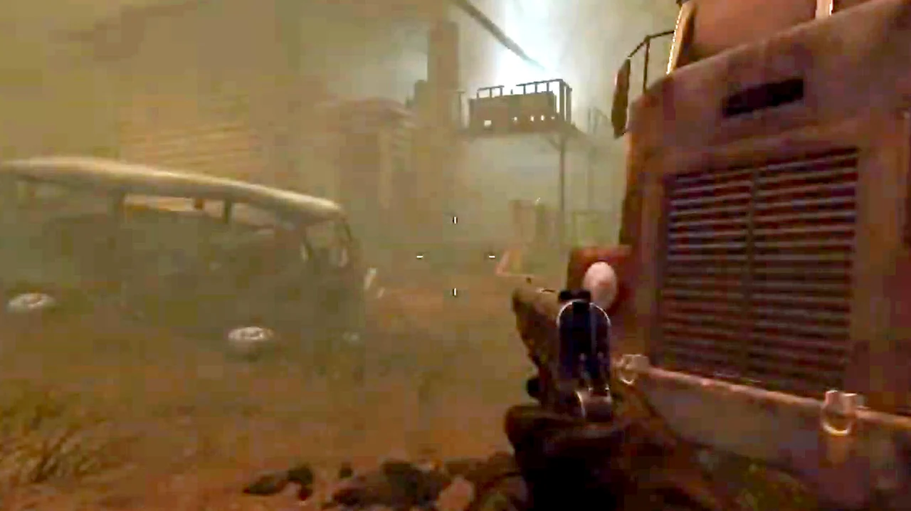 The old truck in the middle of the yard, the bus wreck behind it in Farm, Call of Duty Black Ops II Zombies
