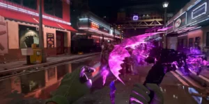 The Chrysalax in its axe form, slashing zombies in Anytown, Forsaken trailer, Forsaken, Call of Duty Black Ops Cold War Zombies