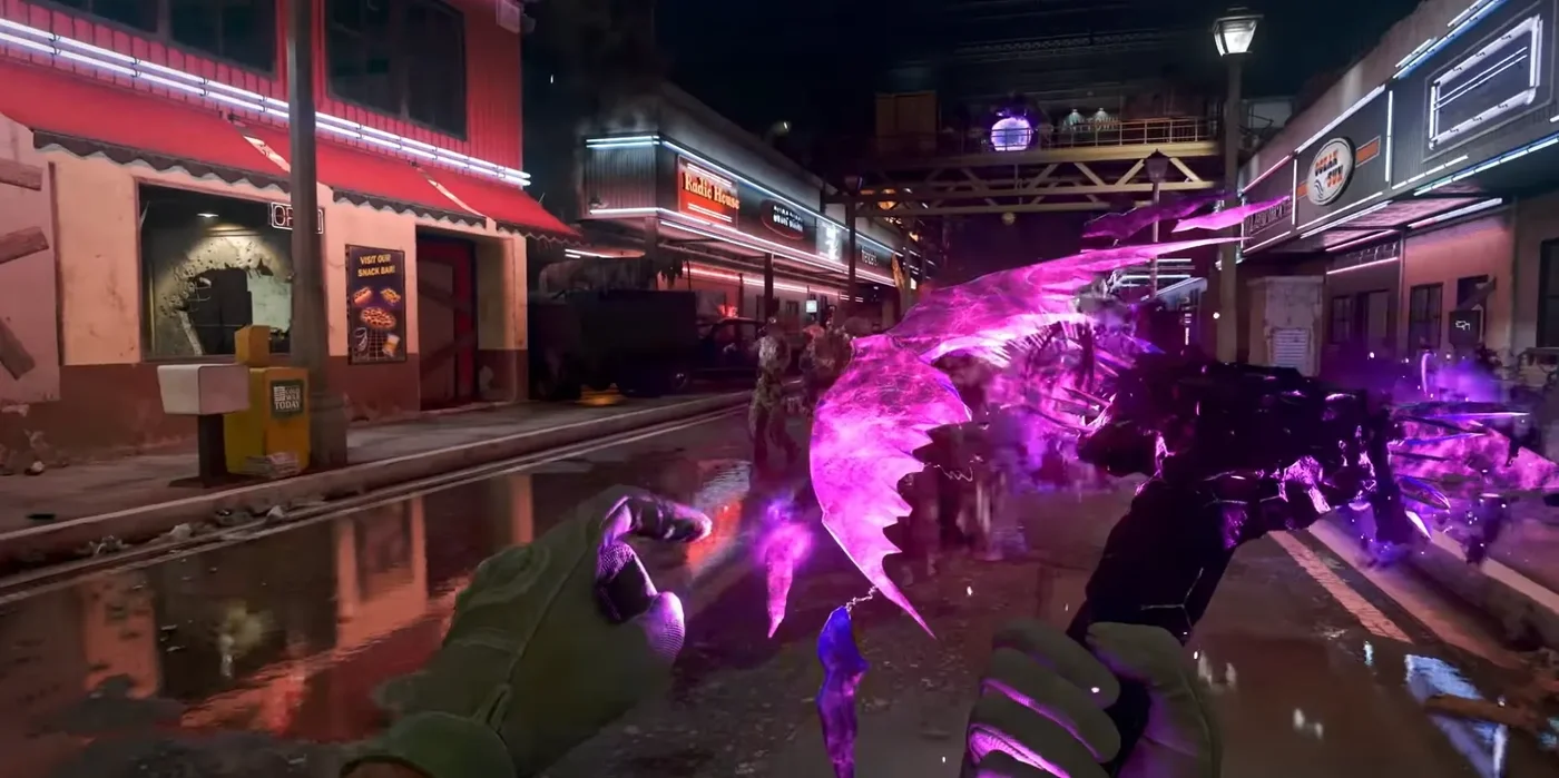 The Chrysalax in its axe form, slashing zombies in Anytown, Forsaken trailer, Forsaken, Call of Duty Black Ops Cold War Zombies