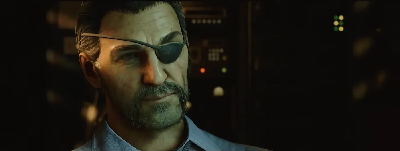 Grigori Weaver with his eye patch, close-up, cutscene, Forsaken, Call of Duty Black Ops Cold War Zombies