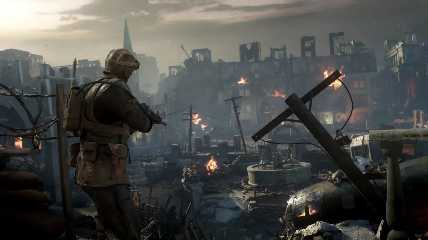 Nikolai overlooking Belinski Square, the starting area, Gorod Krovi, Call of Duty Black Ops III Zombies
