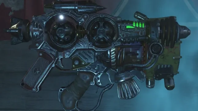 The GKZ-45 Mk3, the GKZ-45 and the Ray Gun Mark III side by side, third-person render, Gorod Krovi, Call of Duty Black Ops III Zombies