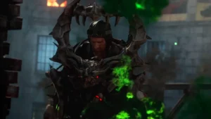 A player holding the Guard of Fafnir, its dragon jaws around the body, Gorod Krovi, Call of Duty Black Ops III Zombies