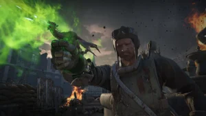 The Wield a Fist of Iron image: Nikolai firing the Gauntlet of Siegfried, Gorod Krovi, Call of Duty Black Ops III Zombies