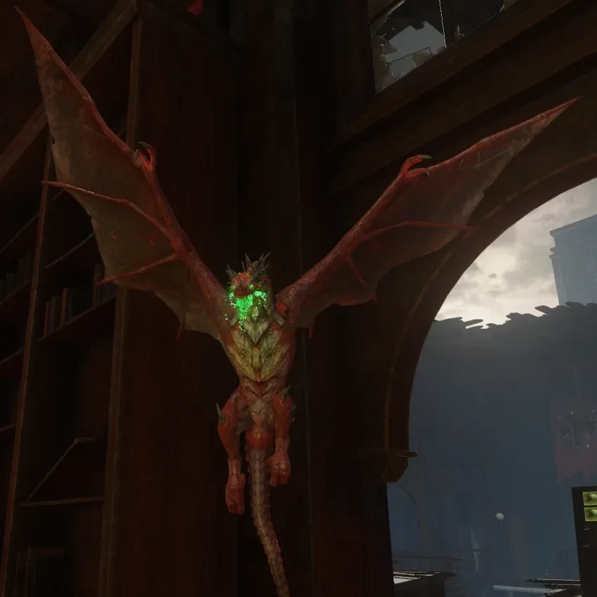 The dragon whelp of the Gauntlet of Siegfried flying, Gorod Krovi, Call of Duty Black Ops III Zombies