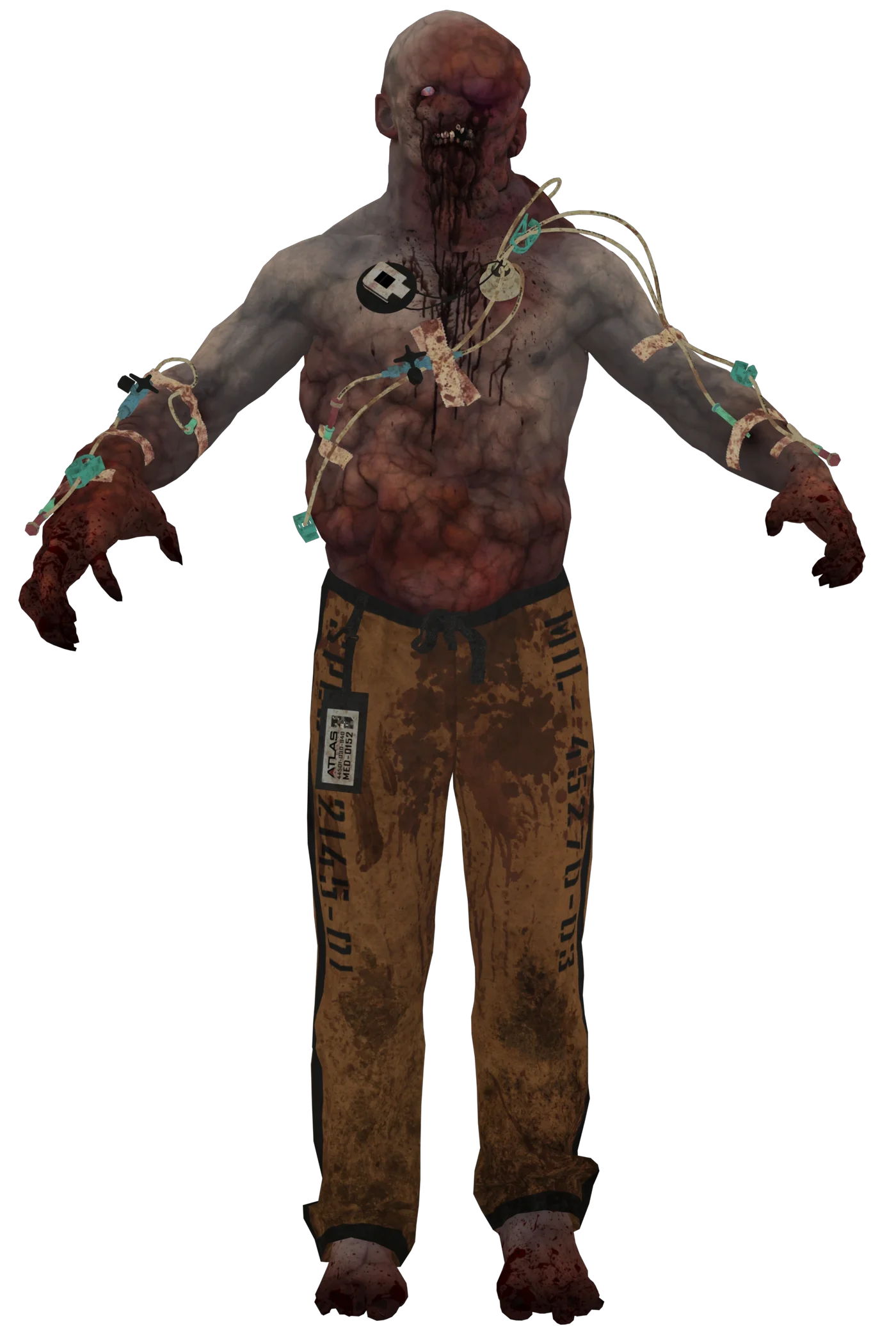 The Host zombie model, with boils over its left eye and needles in its body, Infection, Call of Duty Advanced Warfare Zombies