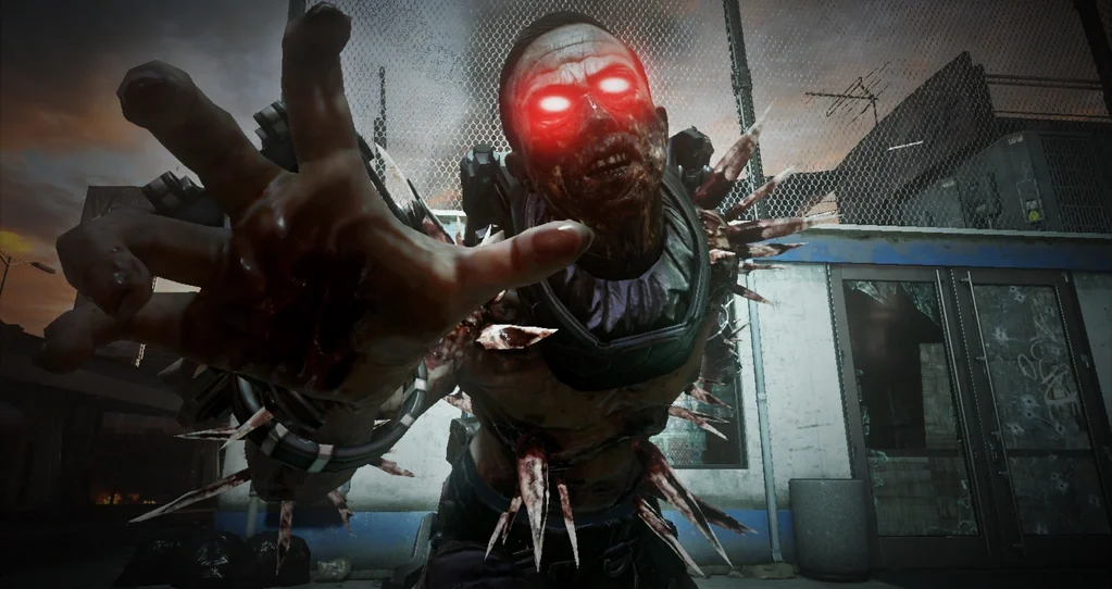 A Spiker zombie with red eyes and spikes all over its body, Infection, Call of Duty Advanced Warfare Zombies