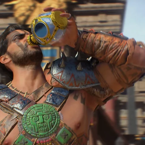 Diego Necalli in gladiator gear drinking in the Arena, IX, Call of Duty Black Ops 4 Zombies