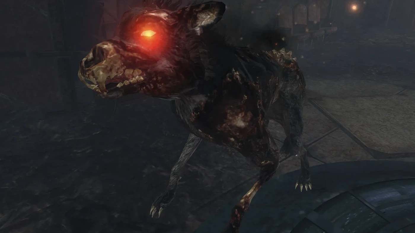 A Hellhound with a glowing red eye in Kino der Toten, Call of Duty Black Ops Zombies