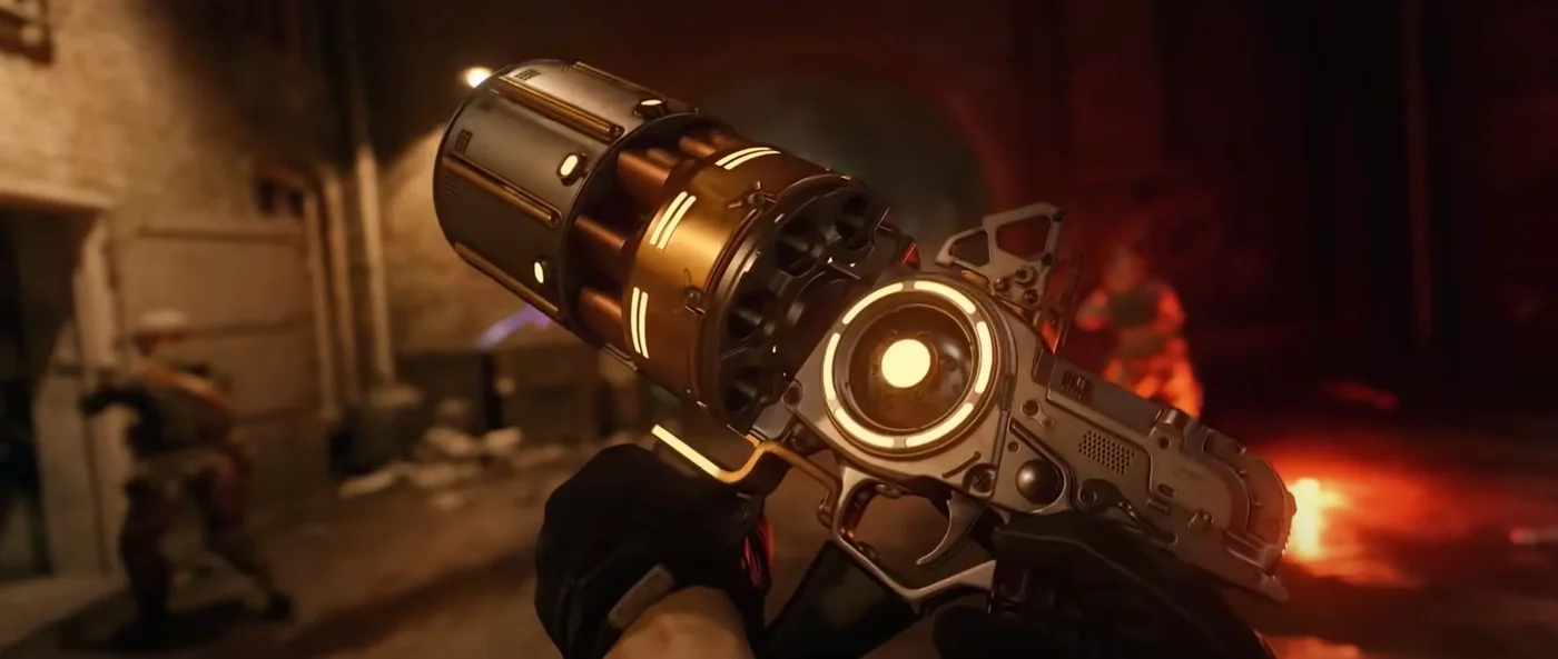 The CRBR-S Swarm with its yellow launcher drum, in the Mauer der Toten trailer, Mauer der Toten, Call of Duty Black Ops Cold War Zombies