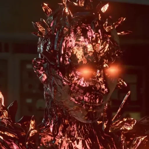 Aleksandra Valentina corrupted by the Dark Aether, her face covered in crystals, eyes glowing orange, Mauer der Toten, Call of Duty Black Ops Cold War Zombies