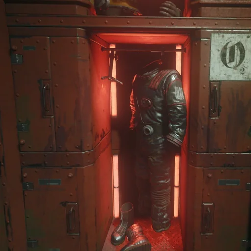 The P.E.S. space suit in its red-lit locker, Moon, Call of Duty Black Ops III Zombies