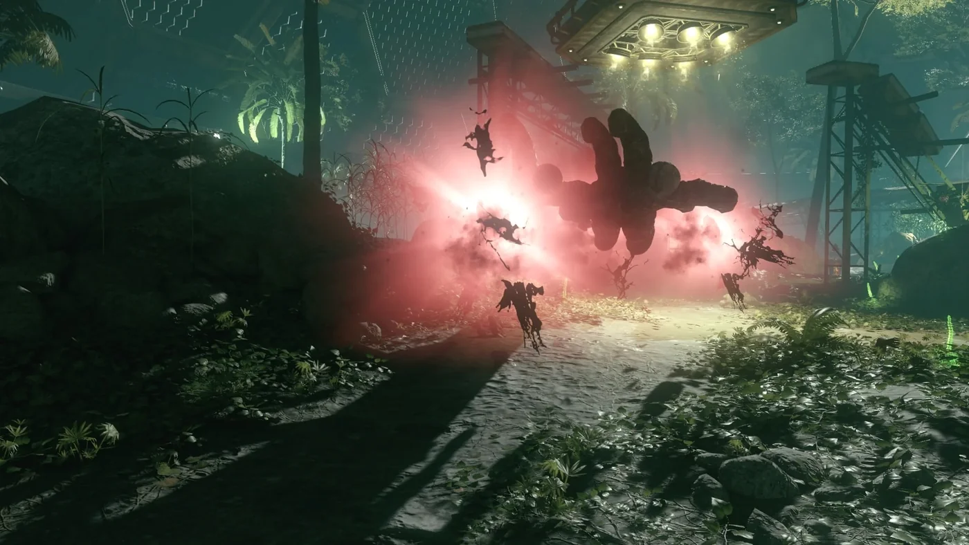 Zombies swelling and bursting in the beam of the Wave Gun in the Bio-Dome, Moon, Call of Duty Black Ops III Zombies