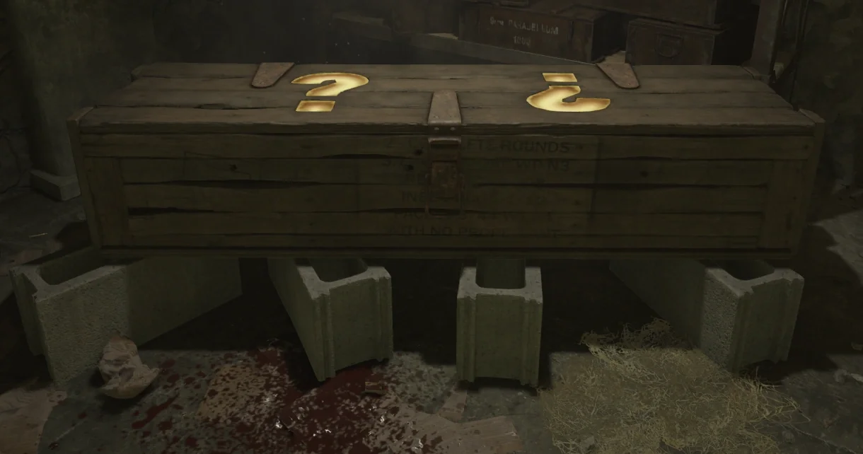 The Mystery Box of the Help room on its wooden crates, Nacht der Untoten, Call of Duty Black Ops III Zombies