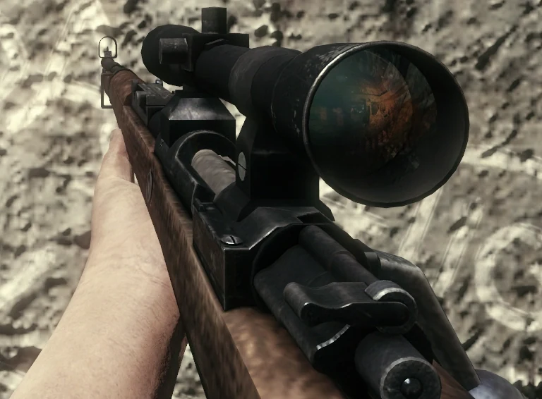 The scoped Kar98k held in first person, Call of Duty Black Ops Zombies