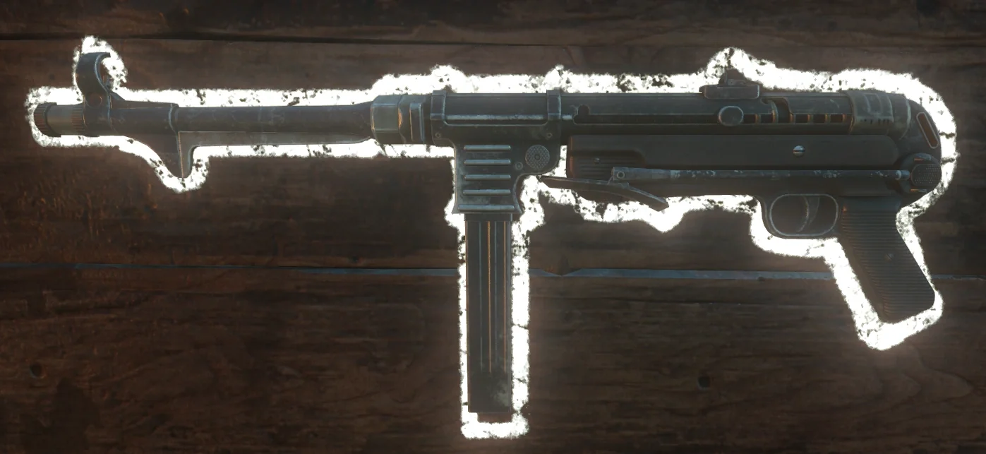 MP40 in front of its chalk outline on a wall, Origins, Call of Duty Black Ops III Zombies