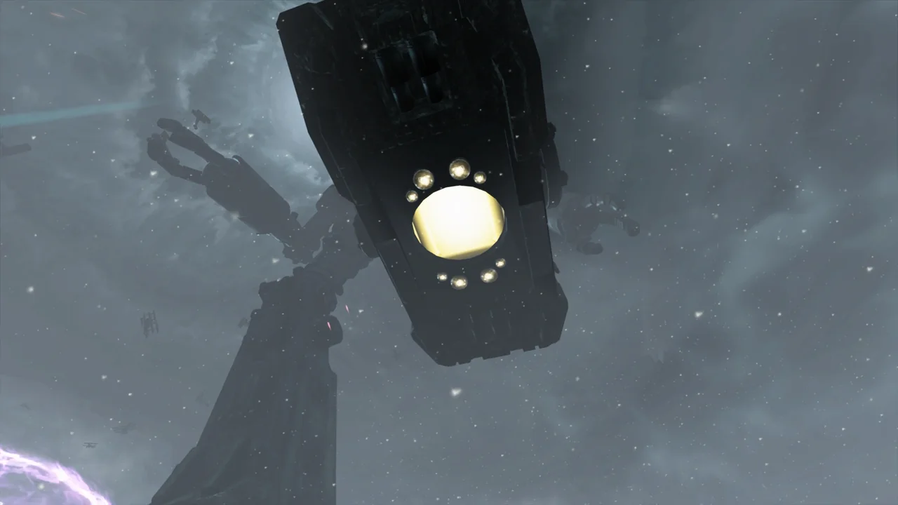The lit hatch opening under the foot of a giant robot in Origins, Call of Duty Black Ops II Zombies
