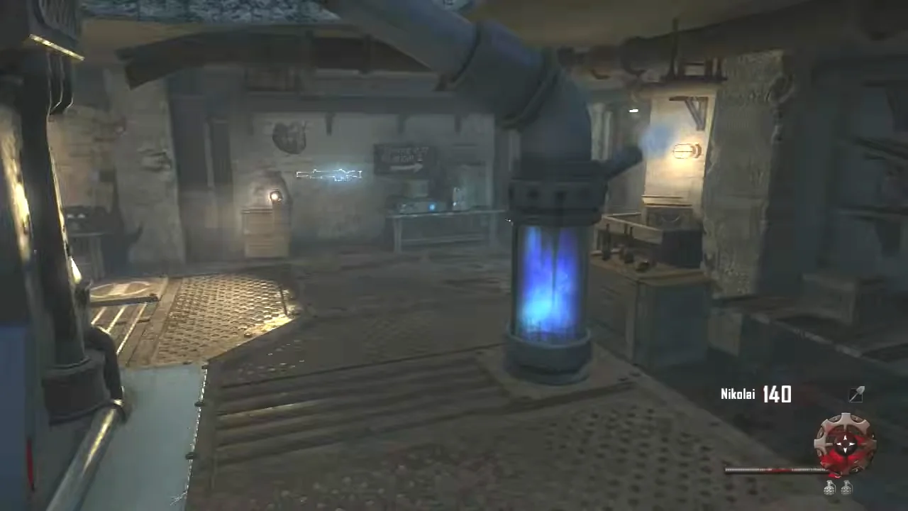 Generator 1 and its blue 115 tube in the starting room in Origins, Call of Duty Black Ops II Zombies