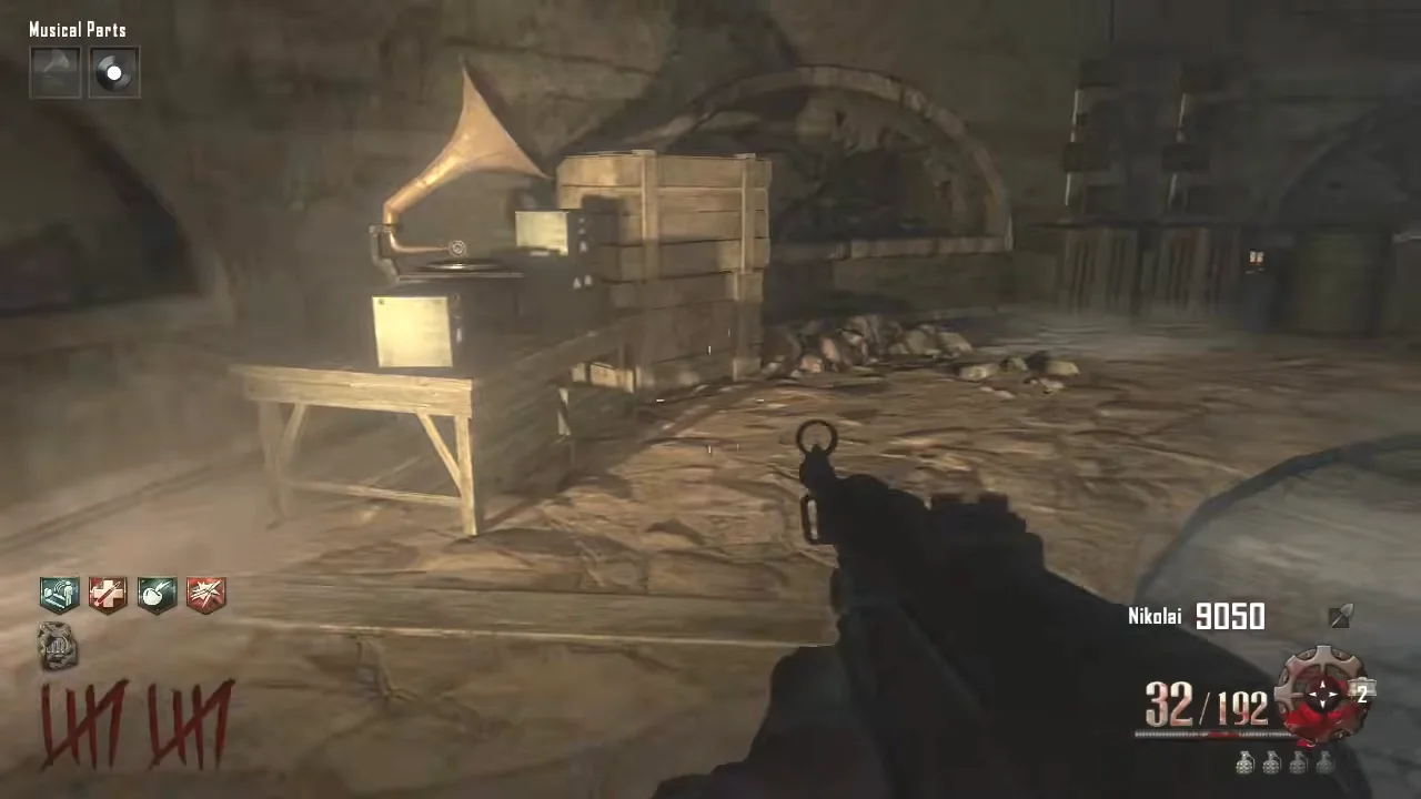 The gramophone on the floor of the Excavation Site, next to a table in Origins, Call of Duty Black Ops II Zombies