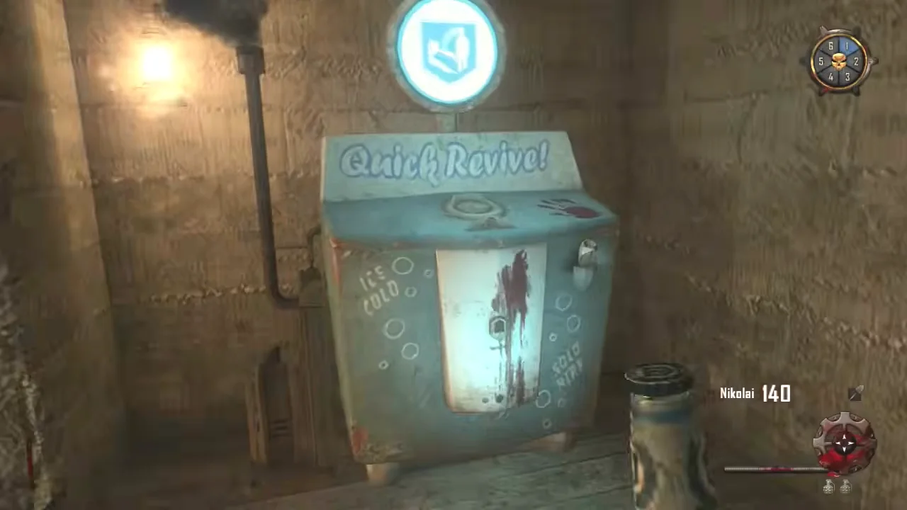 The Quick Revive machine in a corner of the starting room in Origins, Call of Duty Black Ops II Zombies