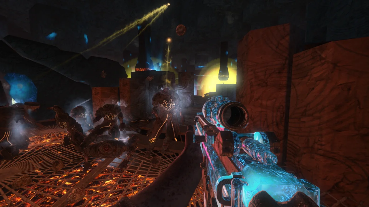 Zombie souls, yellow orbs, flying into the portal in the Crazy Place, step 7 of the quest in Origins, Call of Duty Black Ops II Zombies