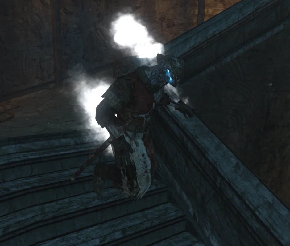 A Templar zombie with white glowing arms, the Iron Fists step of the quest in Origins, Call of Duty Black Ops II Zombies