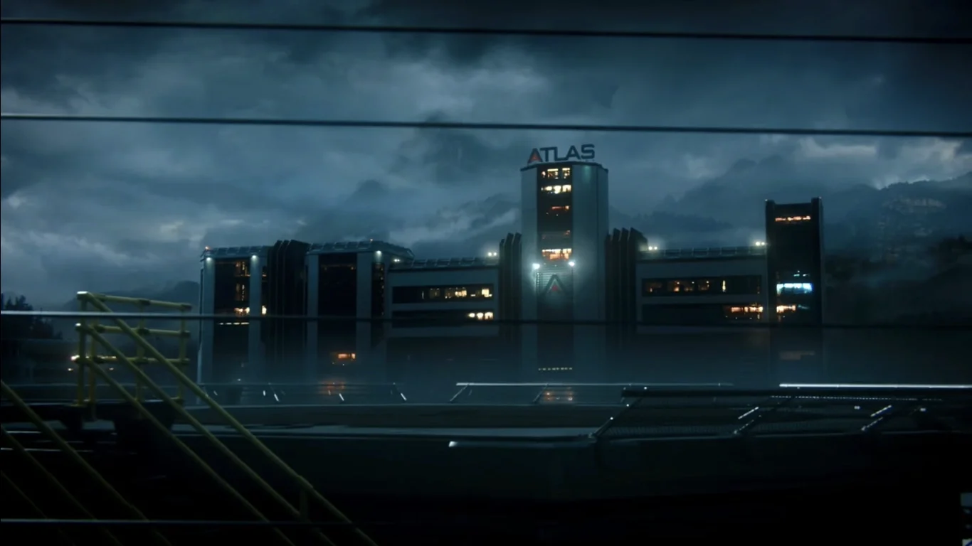 The Atlas research facility at night under a stormy sky, seen from outside, Outbreak, Call of Duty Advanced Warfare Zombies