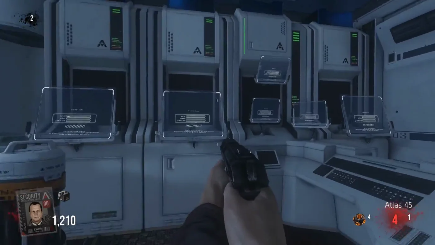 The computer terminals of the Morgue where the Black Box is plugged in, Outbreak, Call of Duty Advanced Warfare Zombies