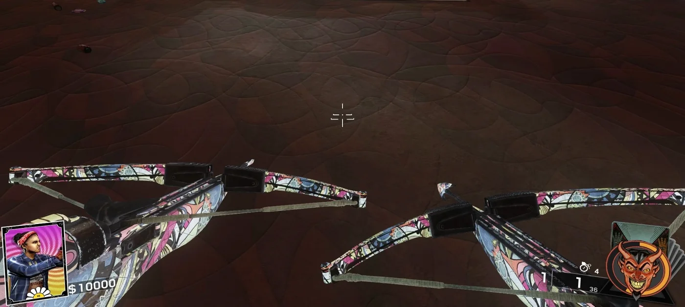 The dual Trap-O-Matic crossbows in first person, Rave in the Redwoods, Call of Duty Infinite Warfare Zombies