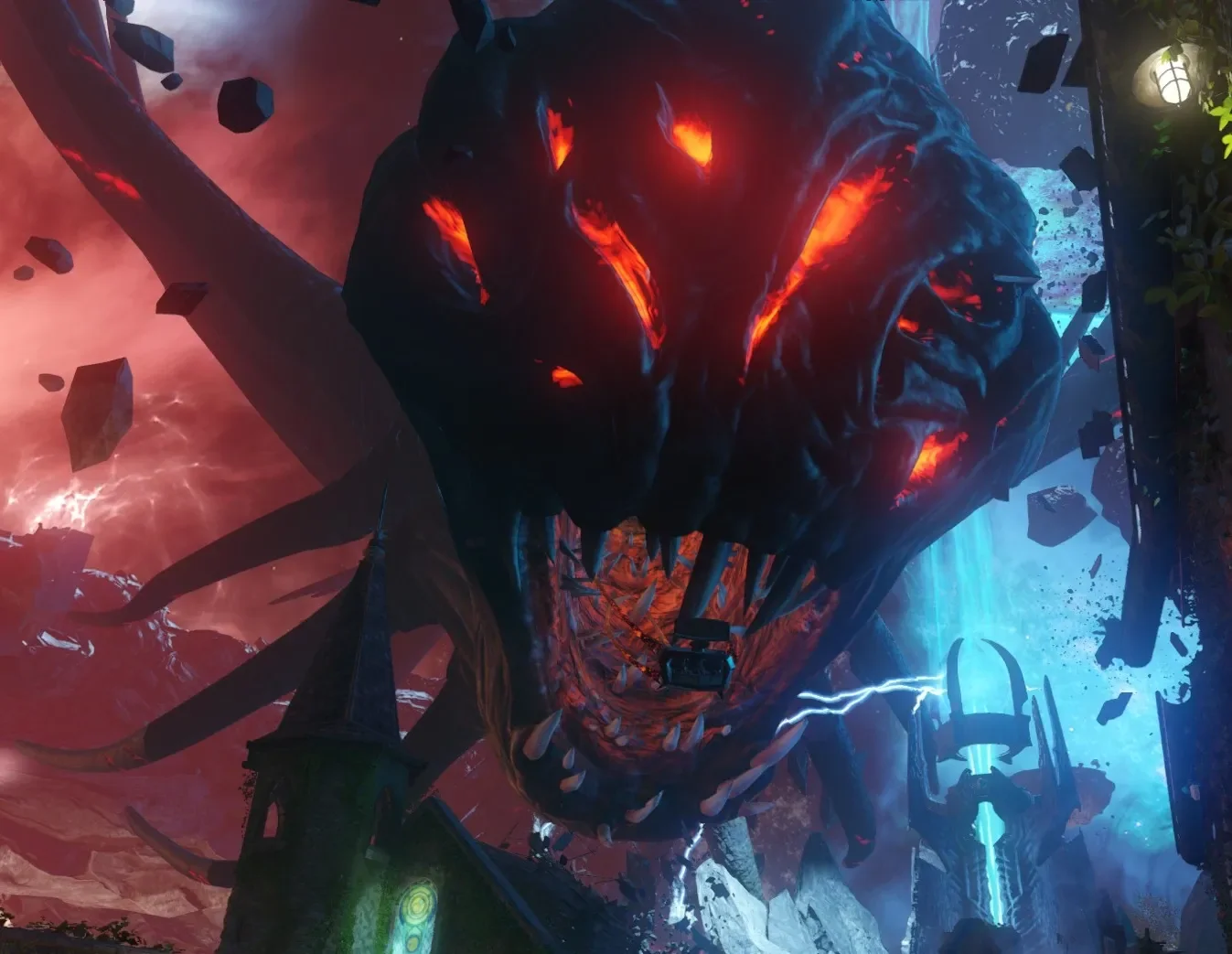 The Giant Apothicon carrying off the Pack-a-Punch machine in Revelations, Call of Duty Black Ops III Zombies