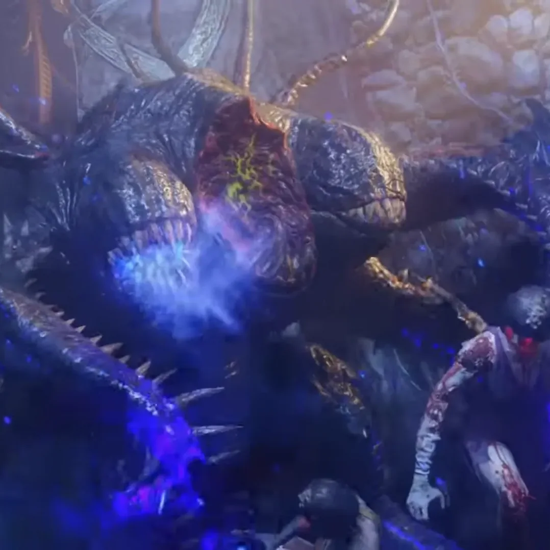 A Void Margwa with its purple-blue glow in Revelations, Call of Duty Black Ops III Zombies