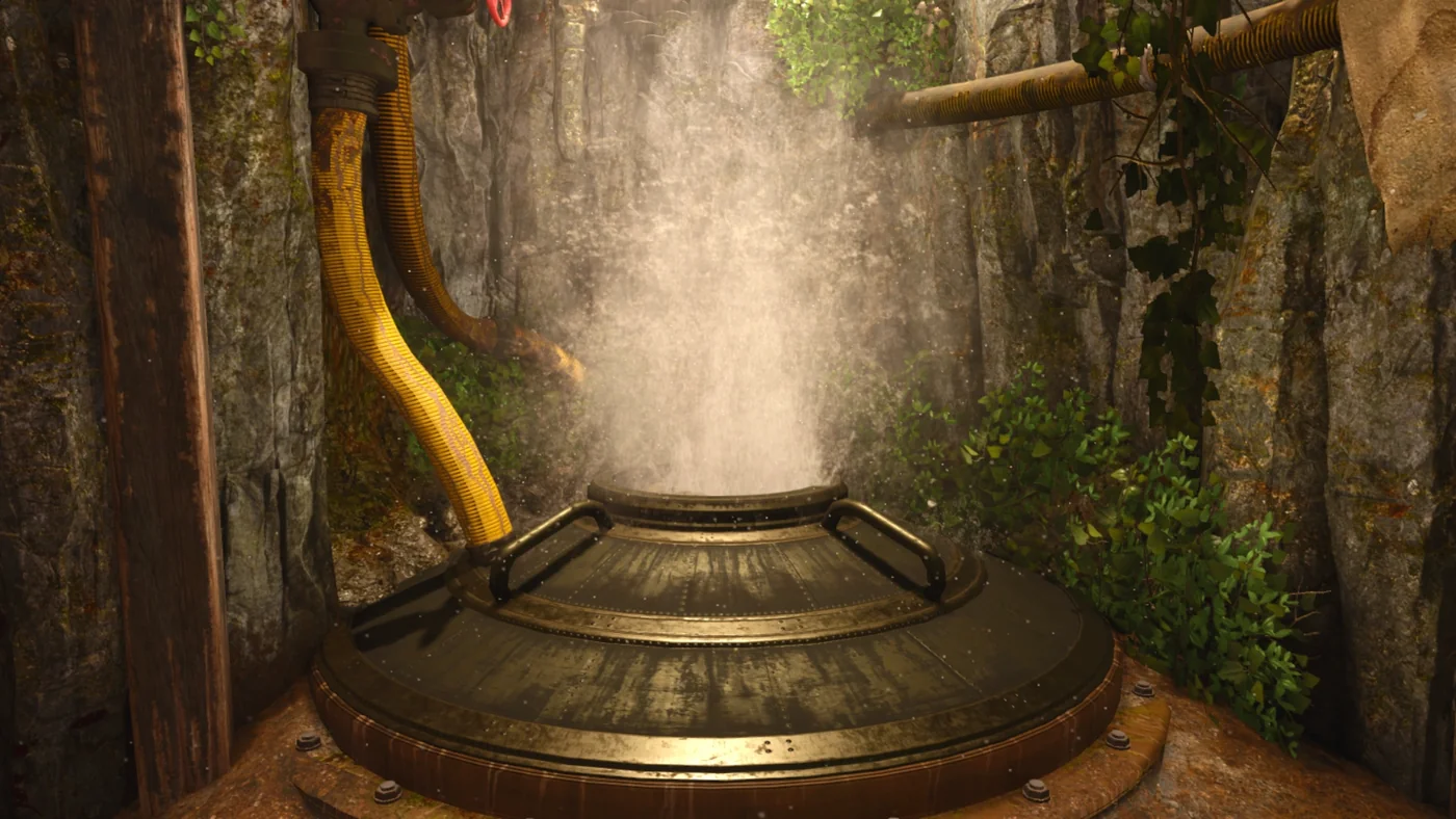 A geyser shooting water from its round stone pad, Shangri-La, Call of Duty Black Ops III Zombies