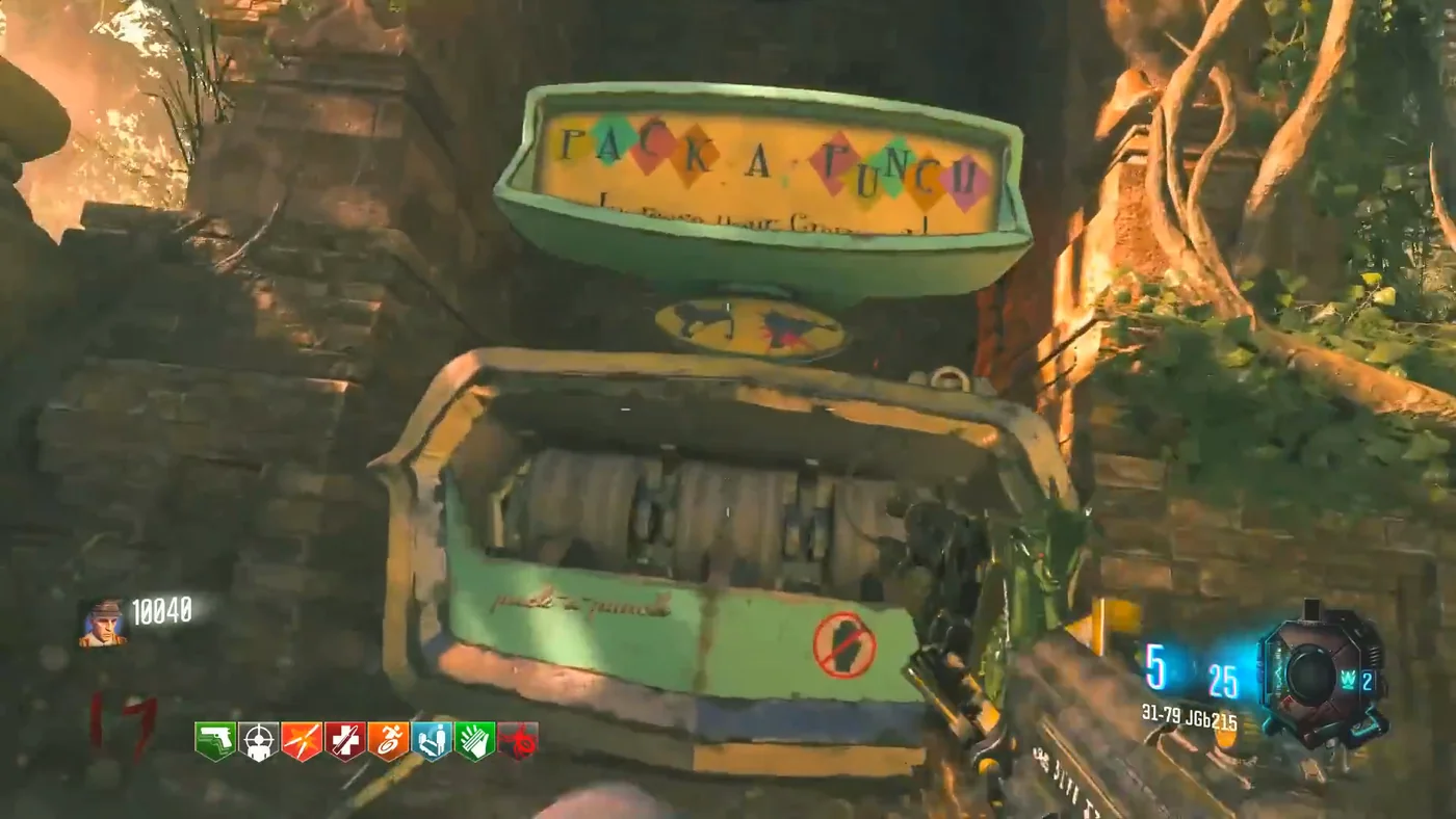 The Pack-a-Punch Machine at the top of the temple stairs, Shangri-La, Call of Duty Black Ops III Zombies