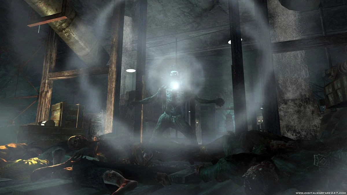 A Shrieker Zombie screaming in the mines, Shangri-La, Call of Duty Black Ops Zombies