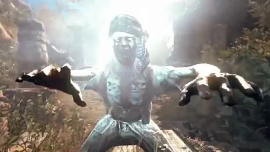 A Shrieker Zombie screaming with its arms spread, Shangri-La, Call of Duty Black Ops Zombies