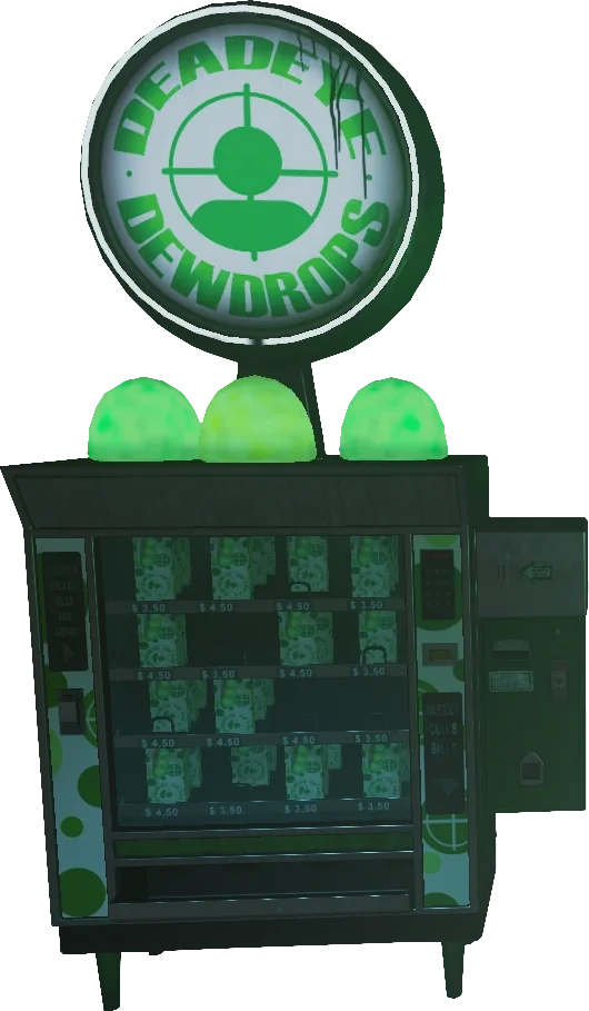 The green Deadeye Dewdrops candy machine, render, Shaolin Shuffle, Call of Duty Infinite Warfare Zombies