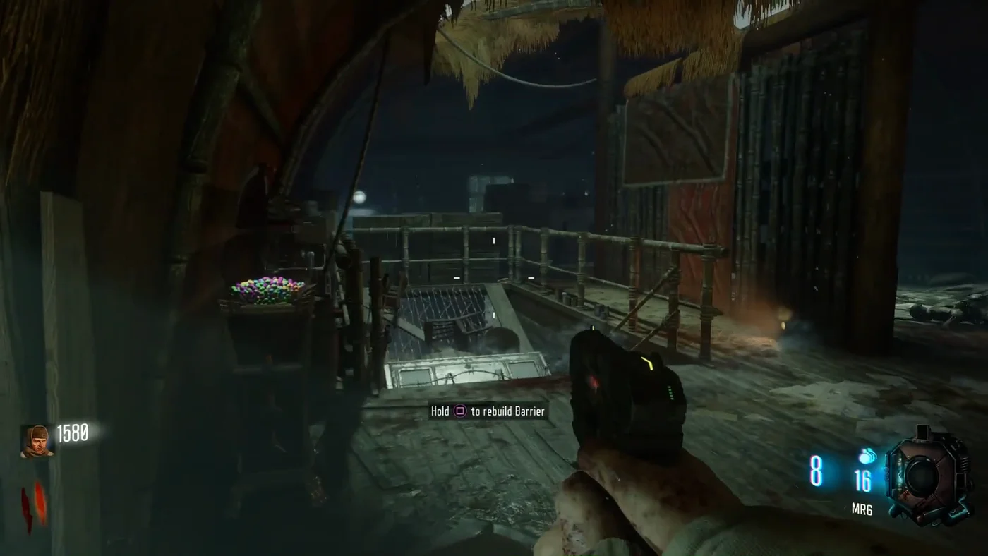 The GobbleGum machine beside the stairwell of the spawn room, Shi No Numa, Call of Duty Black Ops III Zombies