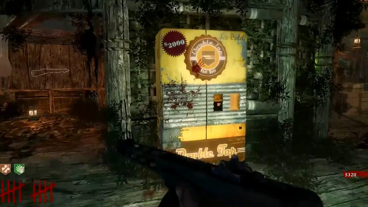 The Double Tap Root Beer machine, priced 2000, in one of the huts, Shi No Numa, Call of Duty Black Ops Zombies