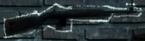 M1 Carbine on its chalk outline, Call of Duty Black Ops Zombies