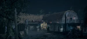 The Main Hut and its outbuildings seen from the swamp, official promotional image, Shi No Numa, Call of Duty Vanguard Zombies