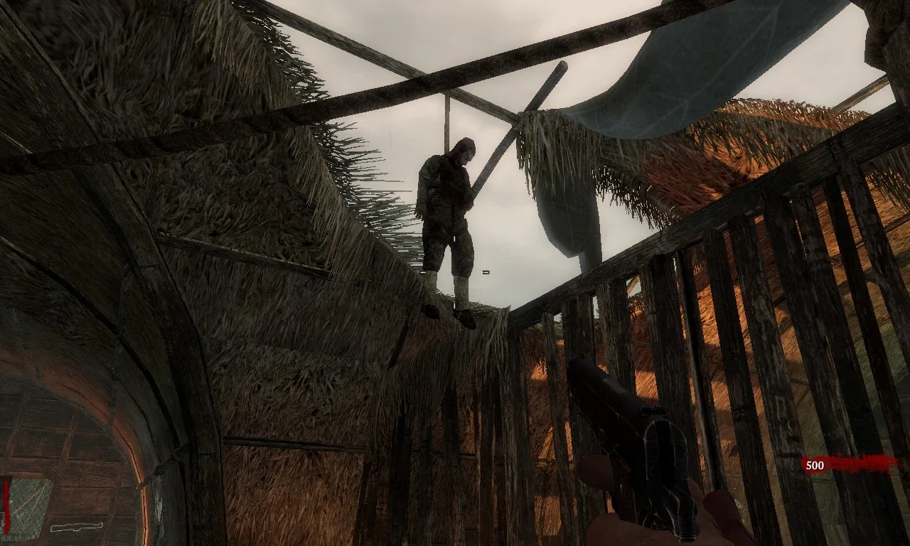 The corpse hanging from the roof of the starting room, Shi No Numa, Call of Duty World at War Zombies