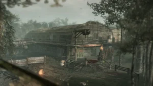 The main hut on its stilts above the swamp, official screenshot of Map Pack 2, Shi No Numa, Call of Duty World at War Zombies