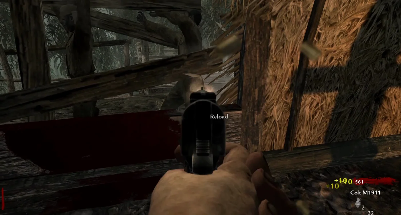 Imperial Army zombies tearing the boards off a window of the starting room, Shi No Numa, Call of Duty World at War Zombies