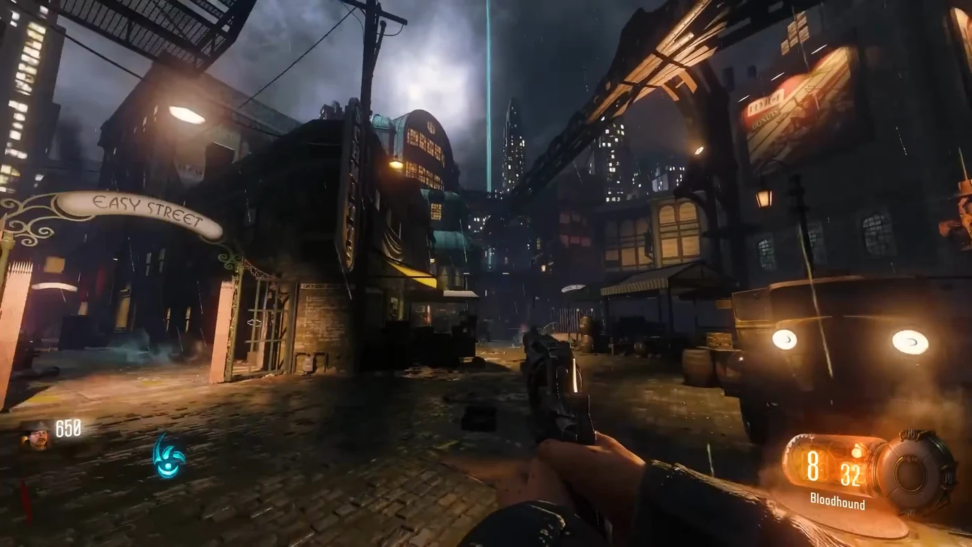 The Junction square seen from the gate of the starting alley, Shadows of Evil, Call of Duty Black Ops III Zombies