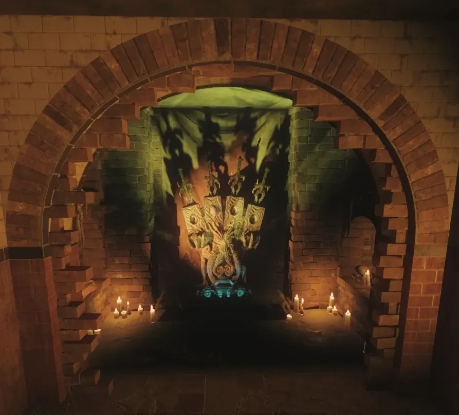 The statue holding the Apothicon Swords and eggs in the Underground, Shadows of Evil, Call of Duty Black Ops III Zombies