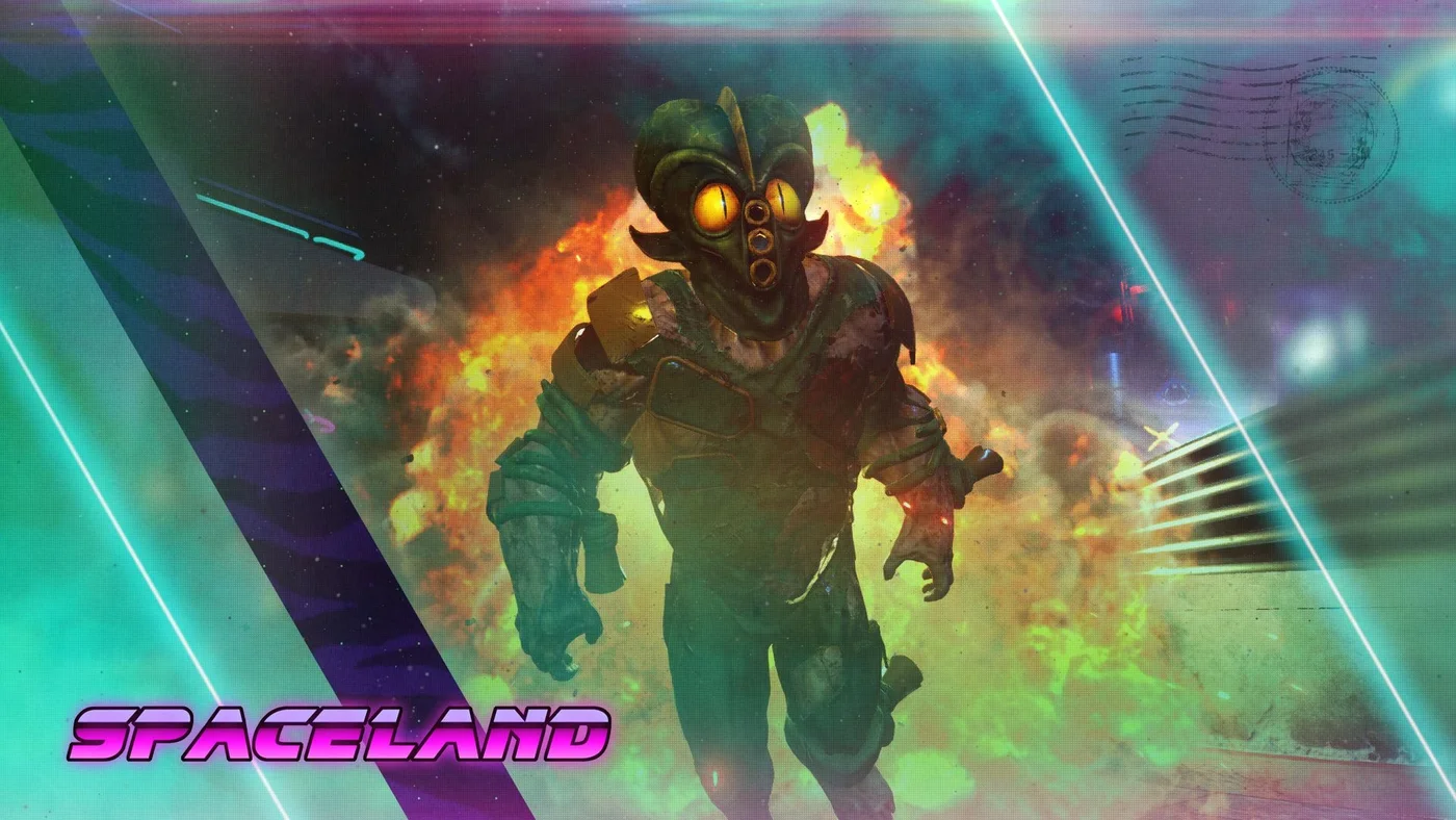 A Brute in its alien costume walking out of the flames, The Bigger They Are achievement image, Spaceland, Call of Duty Infinite Warfare Zombies