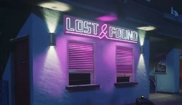 The Lost and Found booth of the starting area under its pink neon sign, Spaceland, Call of Duty Infinite Warfare Zombies