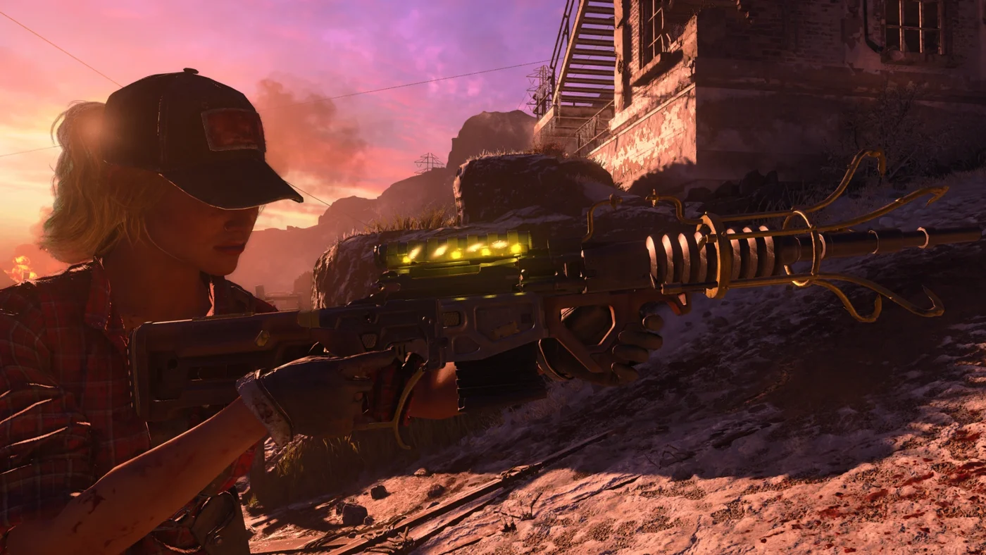 Misty aiming the Wunderwaffe DG-Scharfschütze on the shore, Tag der Toten, Call of Duty Black Ops 4 Zombies